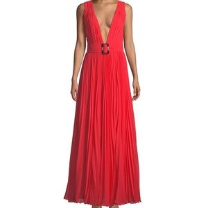 Fame & Partners Pleated Belted Gown